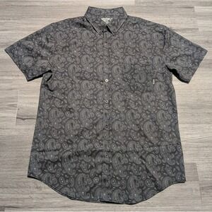 The Drive Clothing Men's Black‎ AOP Skull Paisley Button Up Shirt Size Large